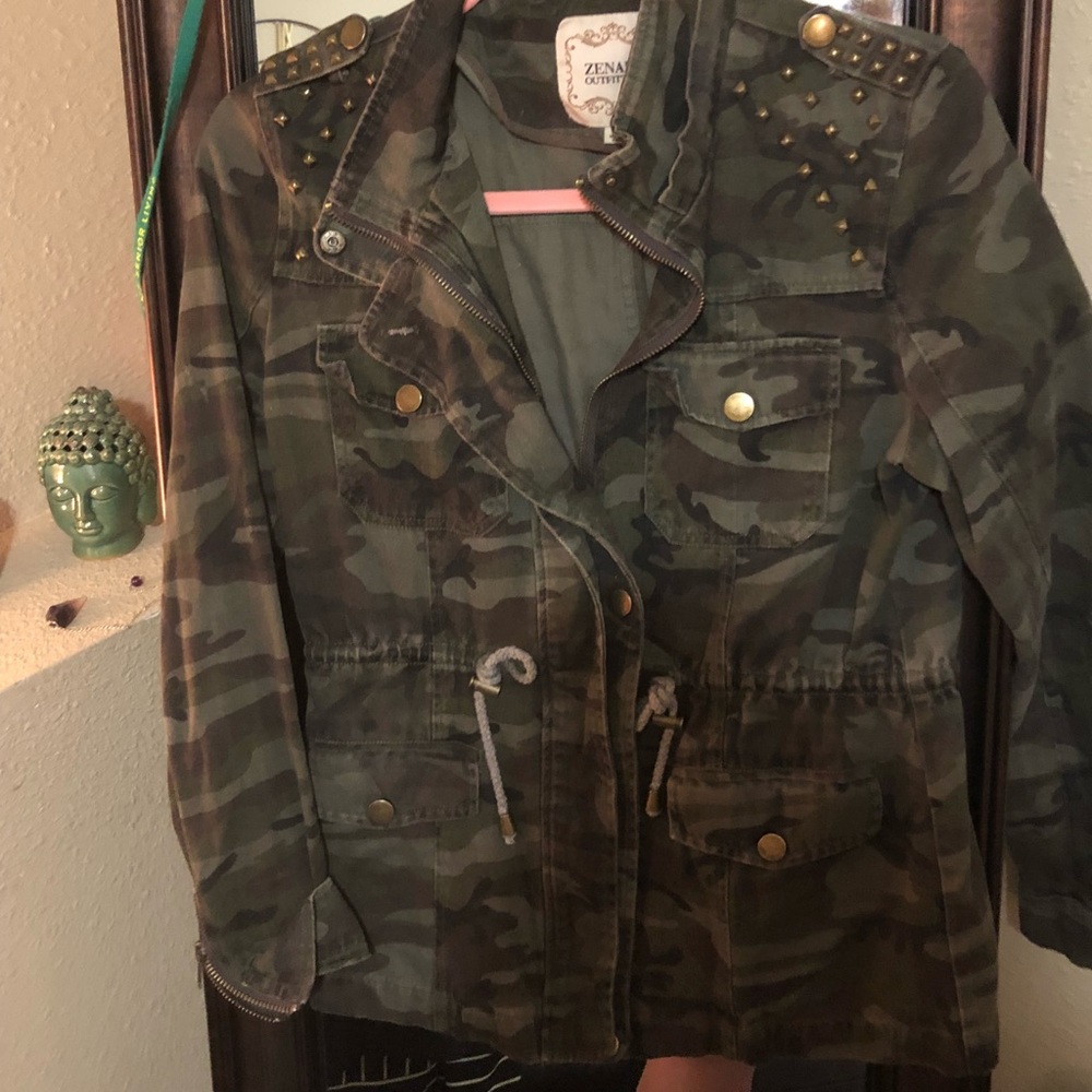 Zenana army green studded jacket size small